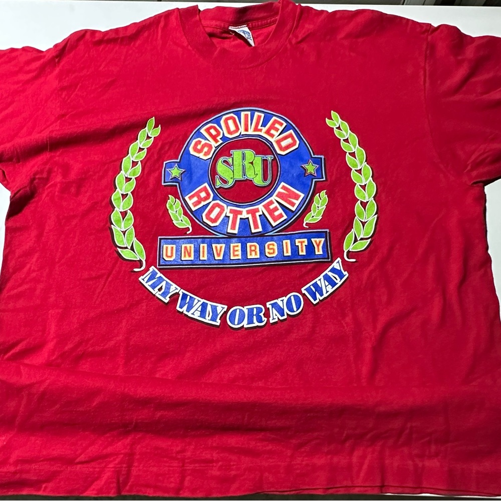 Vintage single stitch Spoiled Red Graphic Tee with Green Accents